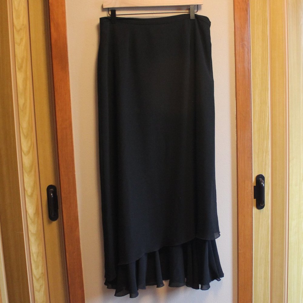 Laura Long Black Georgette Evening Skirt